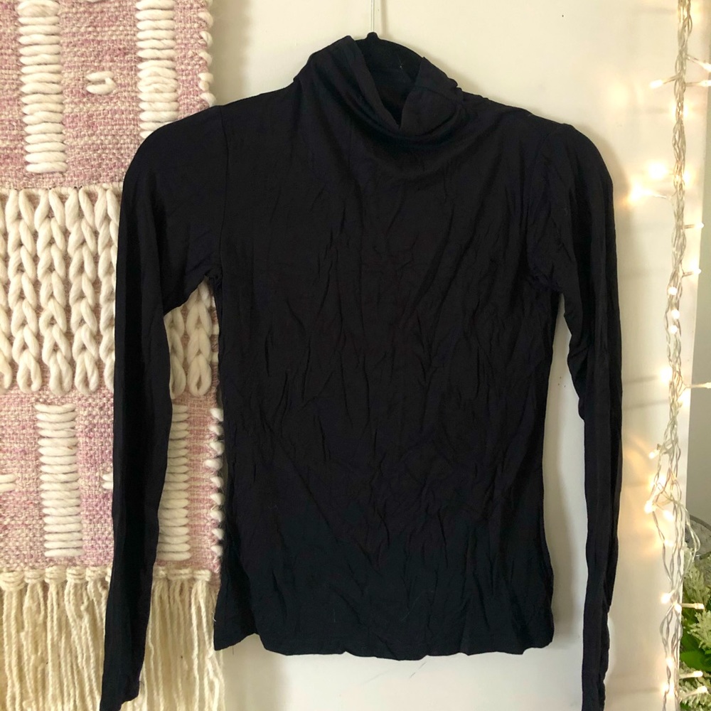 Black long sleeved mock neck top